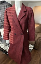 Vintage Peabody House Red Herringbone Wool Blend Coat Puffed Shoulders Size 9/10