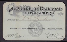 The Order of Railroad Telegraphers Membership Card 1913 33rd Division0
