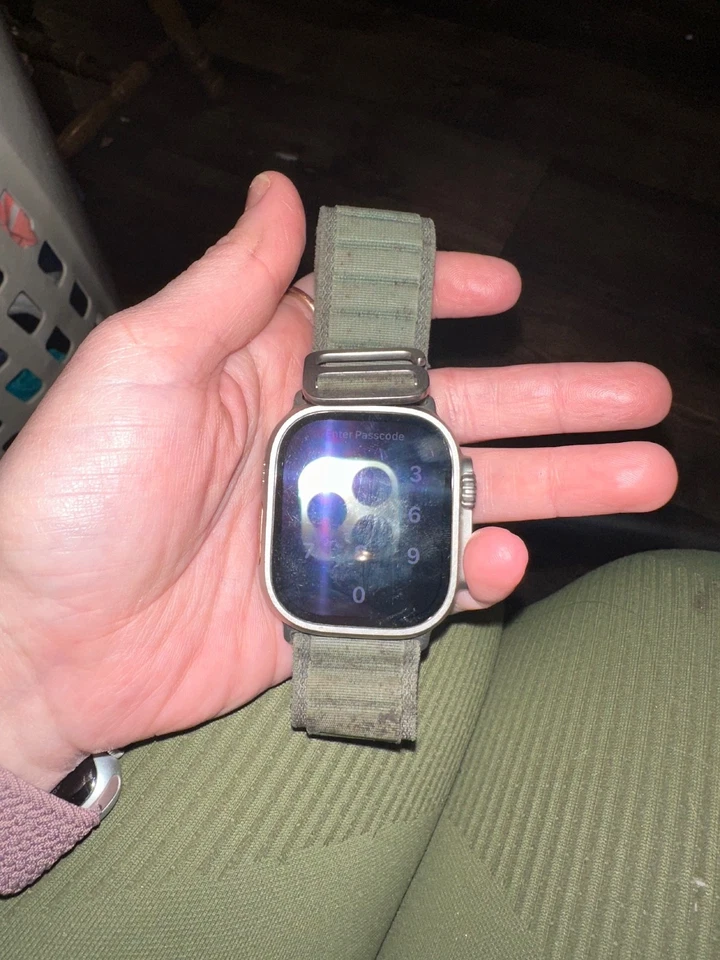 Apple Watch Ultra 49mm Titanium Case with Green Alpine Loop, Medium (GPS +... - Image 2 of 2