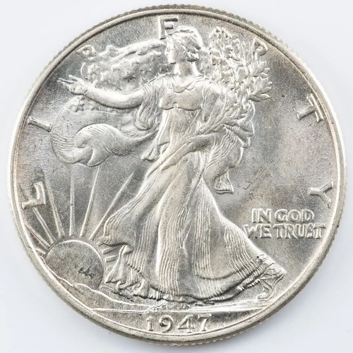 1947 Walking Liberty Half Dollar UNC 90% Silver 50c WLH