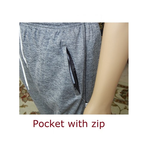 Men's Light Joggers Sweatpants Casual Pants Pockets Gray Elastic Waist Draw Co - Picture 5 of 7
