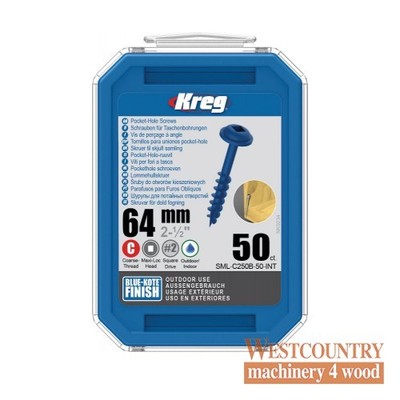 Kreg SML-C250B-50 Kreg Blue-Kote WR Sacklochschrauben - 64 mm / 2-1/2'' x 8 Coars
