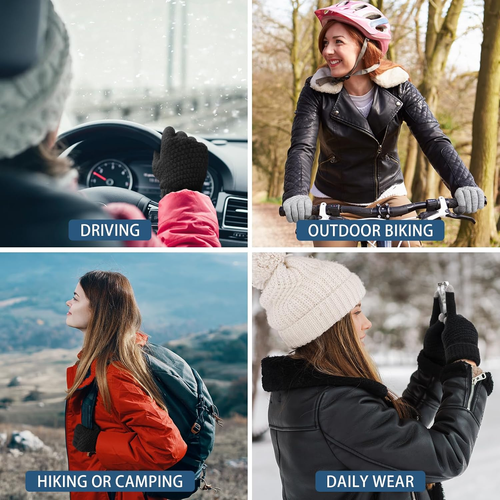Winter Gloves for Women - Warm Womens Winter Gloves, Touchscreen Knit Glove with - Picture 6 of 7