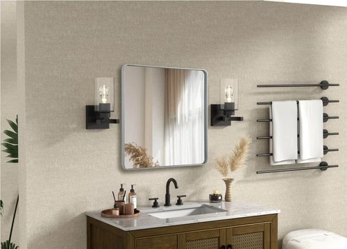 Elegant Decor Contour Metal Square Mirror 42X42 In Silver - Picture 3 of 7