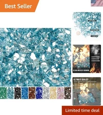 Tempered Aqua Blue Reflective Fire Glass - 10 Pounds for Stunning Outdoor Decor