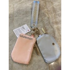 NWT Lululemon Dual Pouch Wristlet Key Chain Pink  Grey 