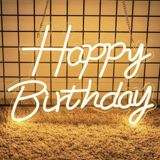 Happy Birthday Neon Sign for Backdrop, LED Happy Birthday Light up Sign, USB