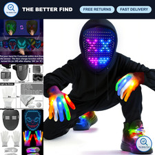 3-Piece Halloween LED Mask, Glow Skeleton Gloves  Light-Up Shoelaces Set