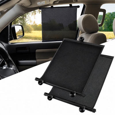 2 Packs Retractable Auto Sun Shade Cover Car Side Window Roller Visor Shield