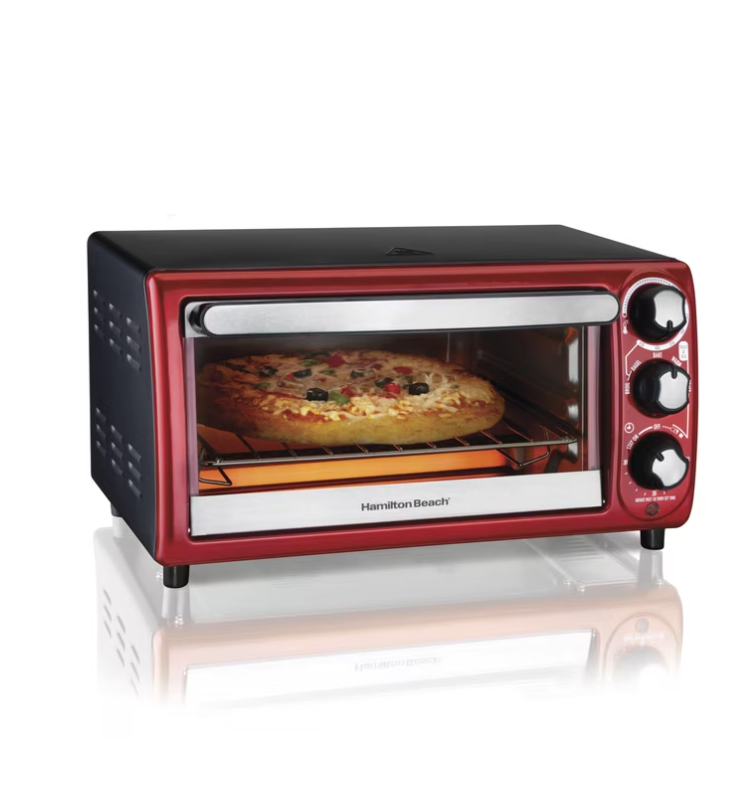 4-Slice Countertop Toaster Oven Red