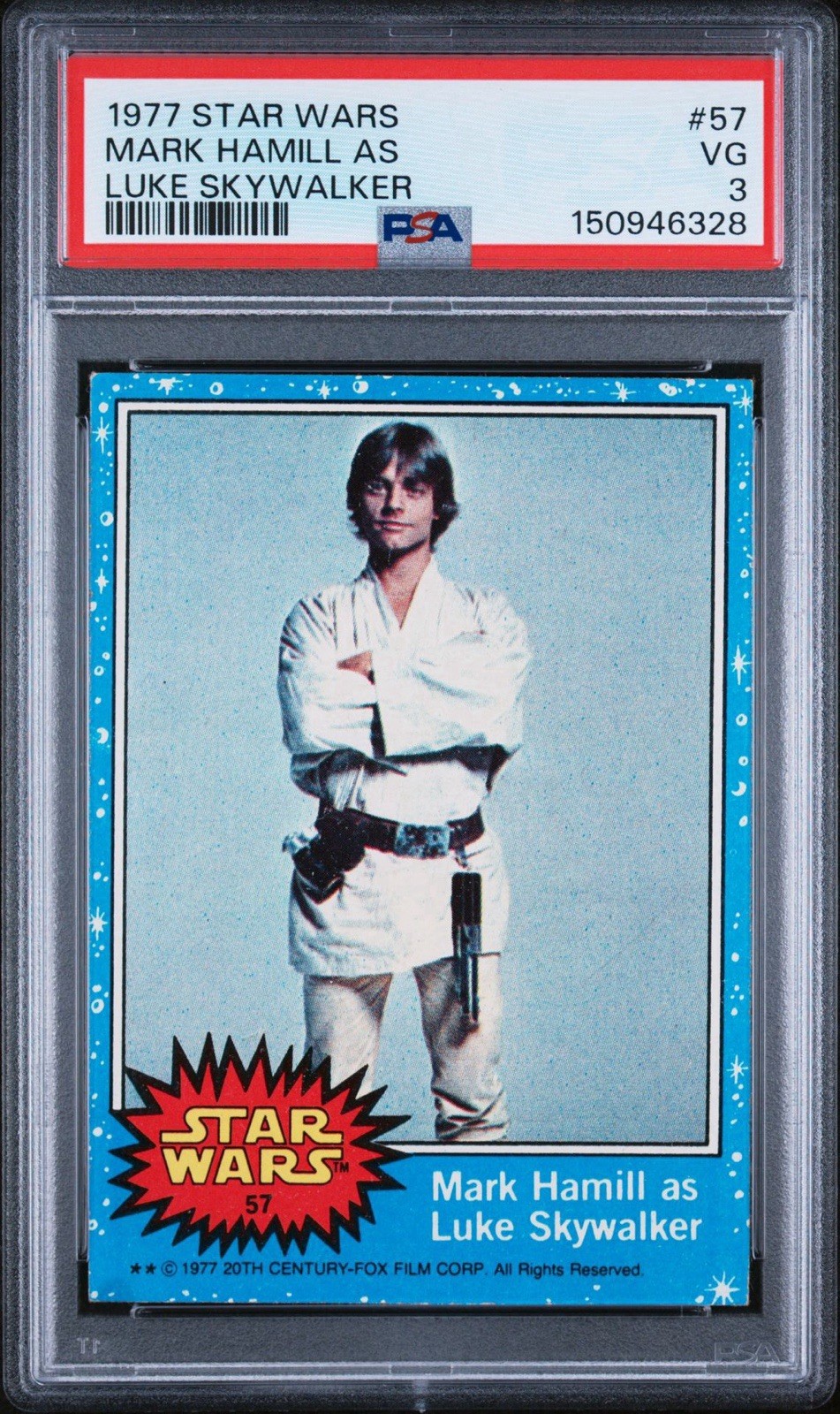 1977 TOPPS STAR WARS MARK HAMILL AS LUKE SKYWALKER #57 PSA 3 VG