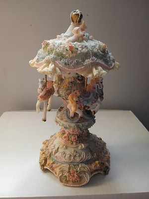 Horse Carousel Music Box Resin Heavy