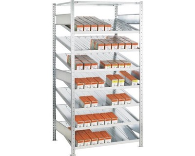 Kanbanregal Grundregal Schulte MULTIplus150 verzinkt 200x100x50 cm 8 Böden Tragk