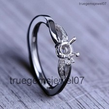 Fine Jewelry Round Cut 5.5mm Semi Mount Ring 925 Sterling Silver Engagement Ring