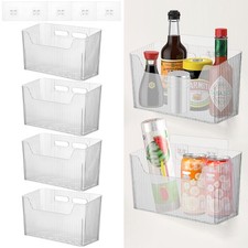 4 PCS Adhesive Kitchen Cabinet Door Organizer Storage Caddy, Clear Lid Organi...