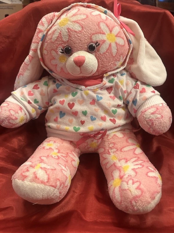 Stuffed With Hugs Build-A-Bear Pink White Bunny Plush Washable 2008 CST108041
