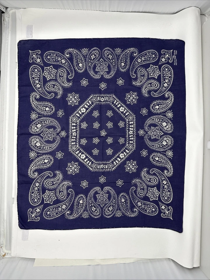 Bandana de colección años 50 Davis & Catterall trompa de elefante azul color rápido 22x20” Foto 4 de 4