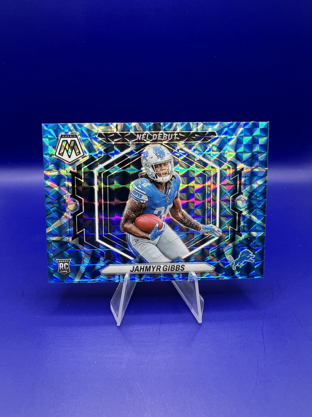 2023 Panini Mosaic NFL Debut Reactive Blue Prizm Jahmyr Gibbs #ND-10 Rookie RC
