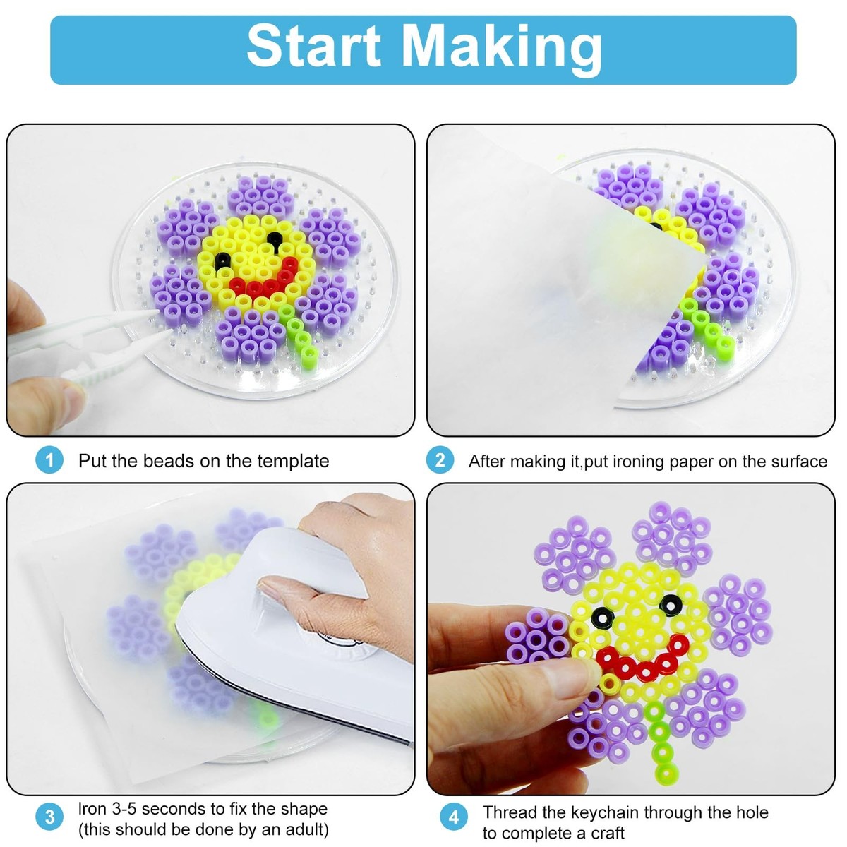 Set Perline Da Stirare 5mm - 10.000 Pezzi In 20 Colori - Perline Fai Da Te Per Creazioni E Regali