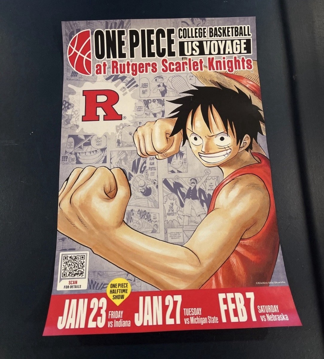 One Piece Monkey D. Luffy Rutgers College Basketball Poster | eBay