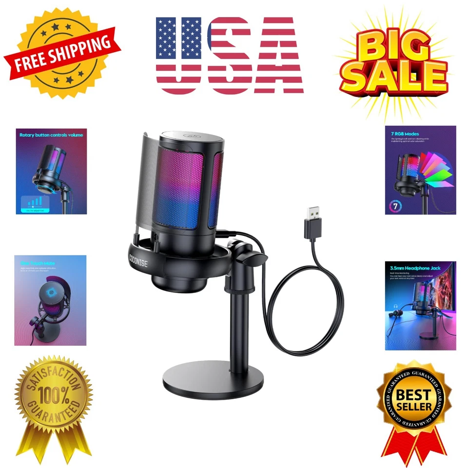Gaming Mikrofon für PC: USB Mikrofon für Podcasts Videos & Streaming - Kondensator...