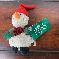 Russ Home Buddies Christmas Plush Terry Cloth Snowman 4  