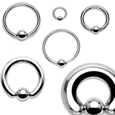 Captive Nipple Ear Ring 14 Gauge 3/4" Steel 6mm Ball *