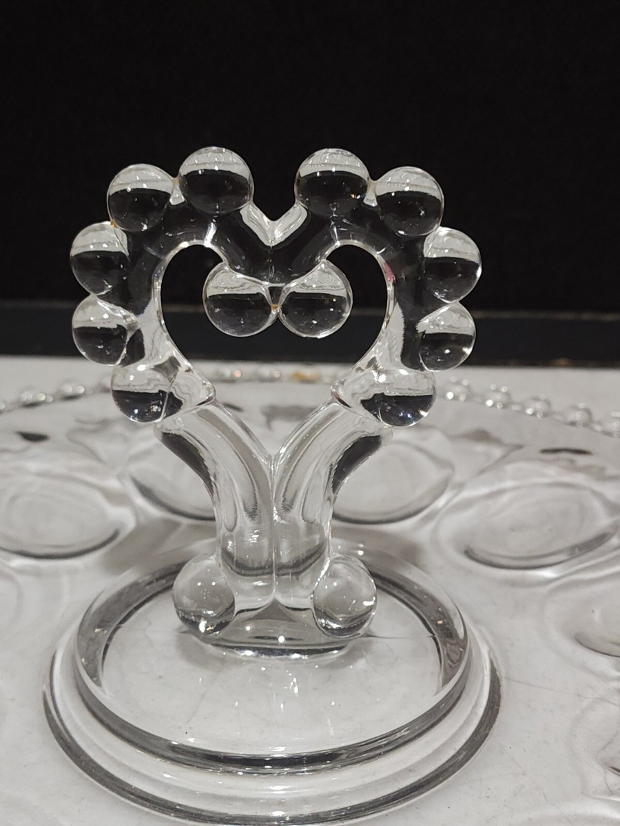 Imperial Glass CANDLEWICK Heart Handled DEVILED EGG PLATE