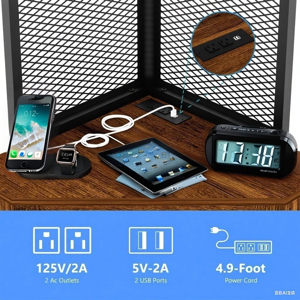 Estante Esquinero Independiente 65" con Puertas y Estante para Copas de Vino, Estantería de 6 Niveles Foto 4 de 4