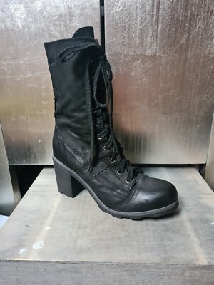 Neuwertige L'ESTROSA Schnürstiefel GR 40 Stiefeletten schwarz High Heels #S585