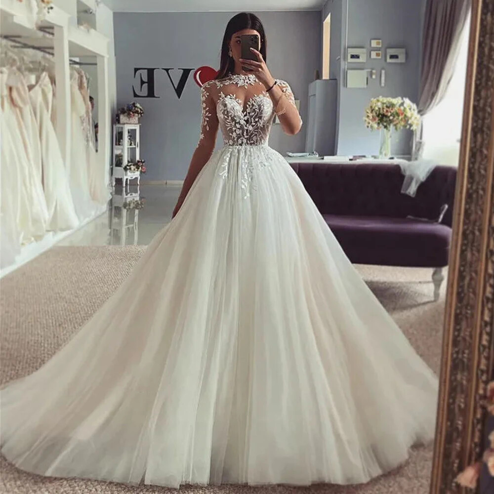 Elegant A Line White Wedding Dresses Lace Appliques Princess Style Bridal Gowns | eBay Elegant A Line White Wedding Dresses Lace Appliques Princess Style Bridal Gowns | eBay