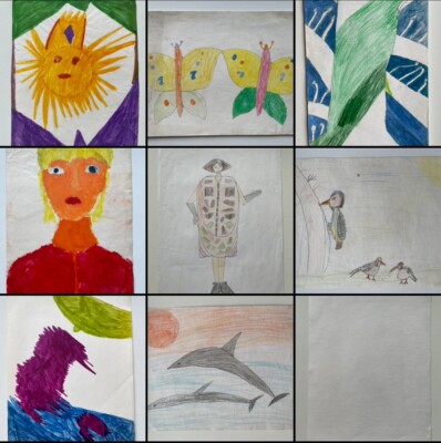 Kindheit Kunstwerk Gemälde Kunst Abstrakt Original auf Papier 1996-1999 A4 Set 8x