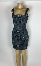 Reformation Davies Style Zine Bustier Denim Mini Dress in Newsprint size 6