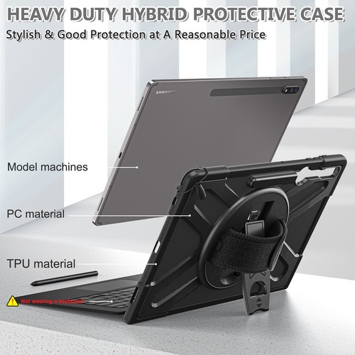 TPU+PC Shockproof Hand Strap Kickstand Case Cover for Samsung Tab S8 Ultra 14.6" - 第 3/11 張圖片