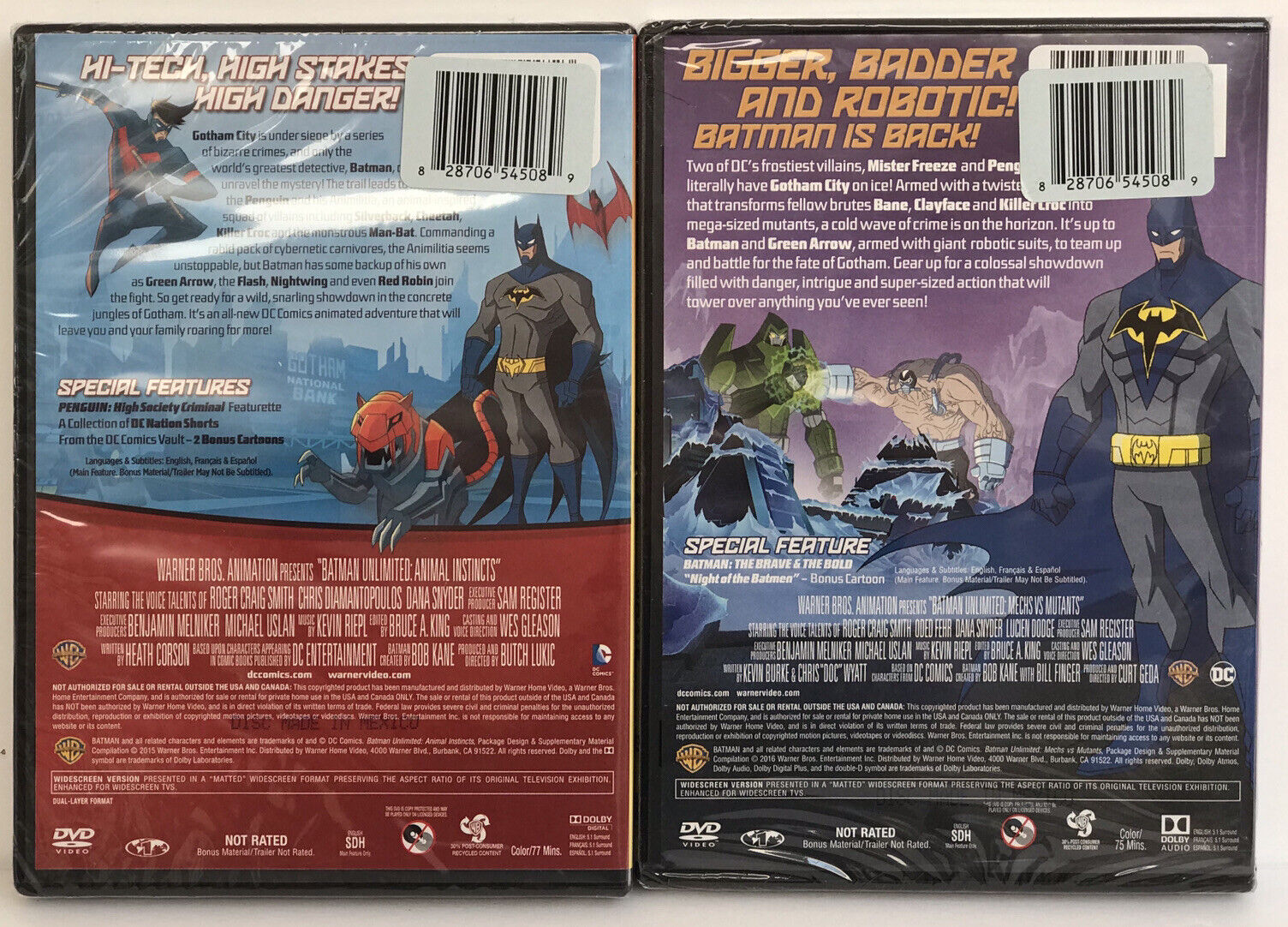 New! 2 DC Batman Unlimited DVDs Animated Movies Animal Instincts & Mechs  Mutants | eBay