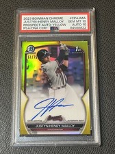 2023 Bowman Chrome /75 Justyn-Henry Malloy PSA 10 1st Yellow Refractor Auto