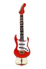 Miniature Red Electric Guitar Replica 6.5" With Storage Case Display Stand 2