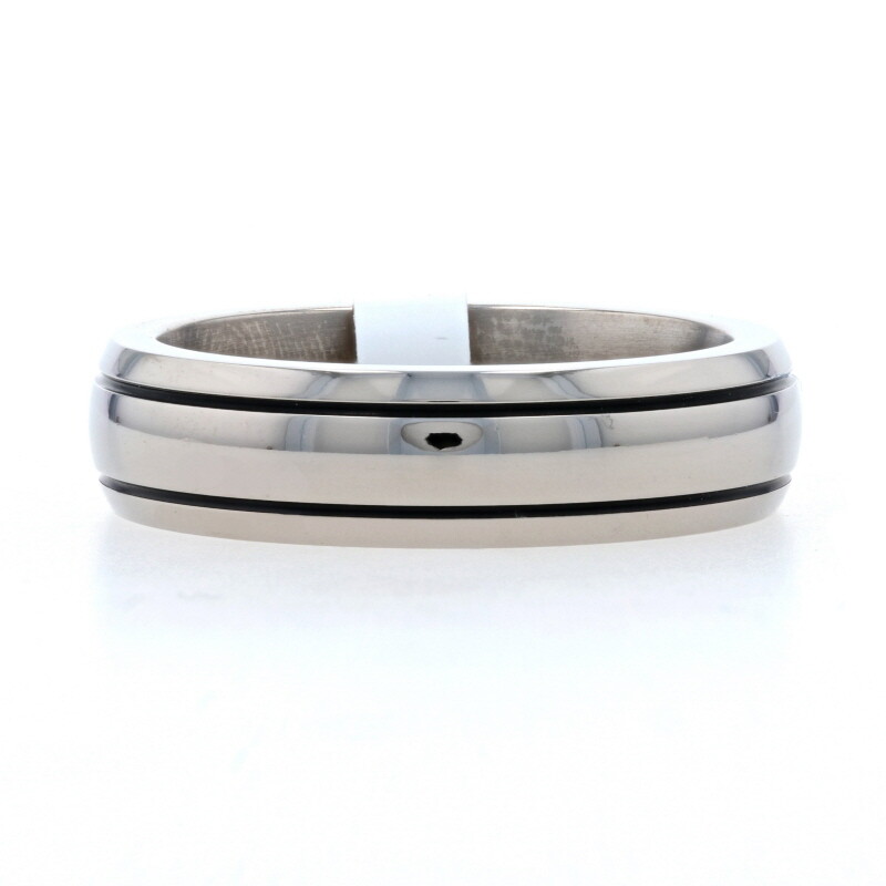 NEW Men's Wedding Band - Titanium Ring 8 Comfort Fit Black Stripes Mon Cheri