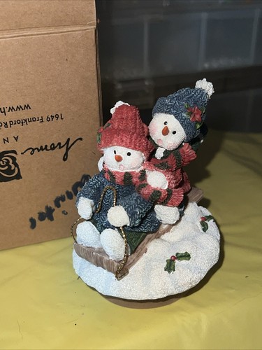 Home Interior Christmas Decor Snowmen Sleigh Small Jar Candle Topper 2" Width - Picture 3 of 4