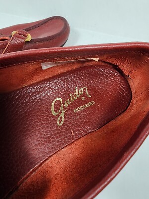Guido‎ Mocasines Size 9 Red Slip On Loafers Leather Argentina Moccasins Buckles Guido Mocasines Size 9 Red Slip On Loafers Leather Argentina  main image 3