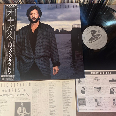 ERIC CLAPTON August JAPAN LP RECORD P-13390 w/ OBI + gate-fold PS 1986 issue