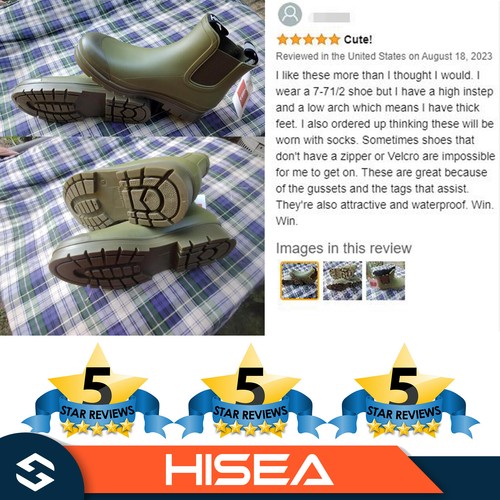 HISEA Women Waterproof Rain Boots Fashion Chelsea Boot Gardening Working Booties - Picture 2 of 44