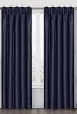 Pinch Pleat 95-Inch Back Tab Blackout Window Curtain Panel in Navy