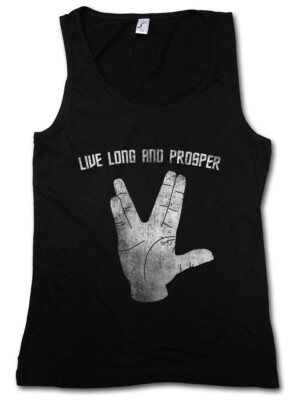 LIVE LONG AND PROSPER II TANK TOP Star Spock Finger Trek Vulkanischer Gruß