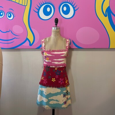 Moschino Cheap Chic Pink Blue Clouds Dress