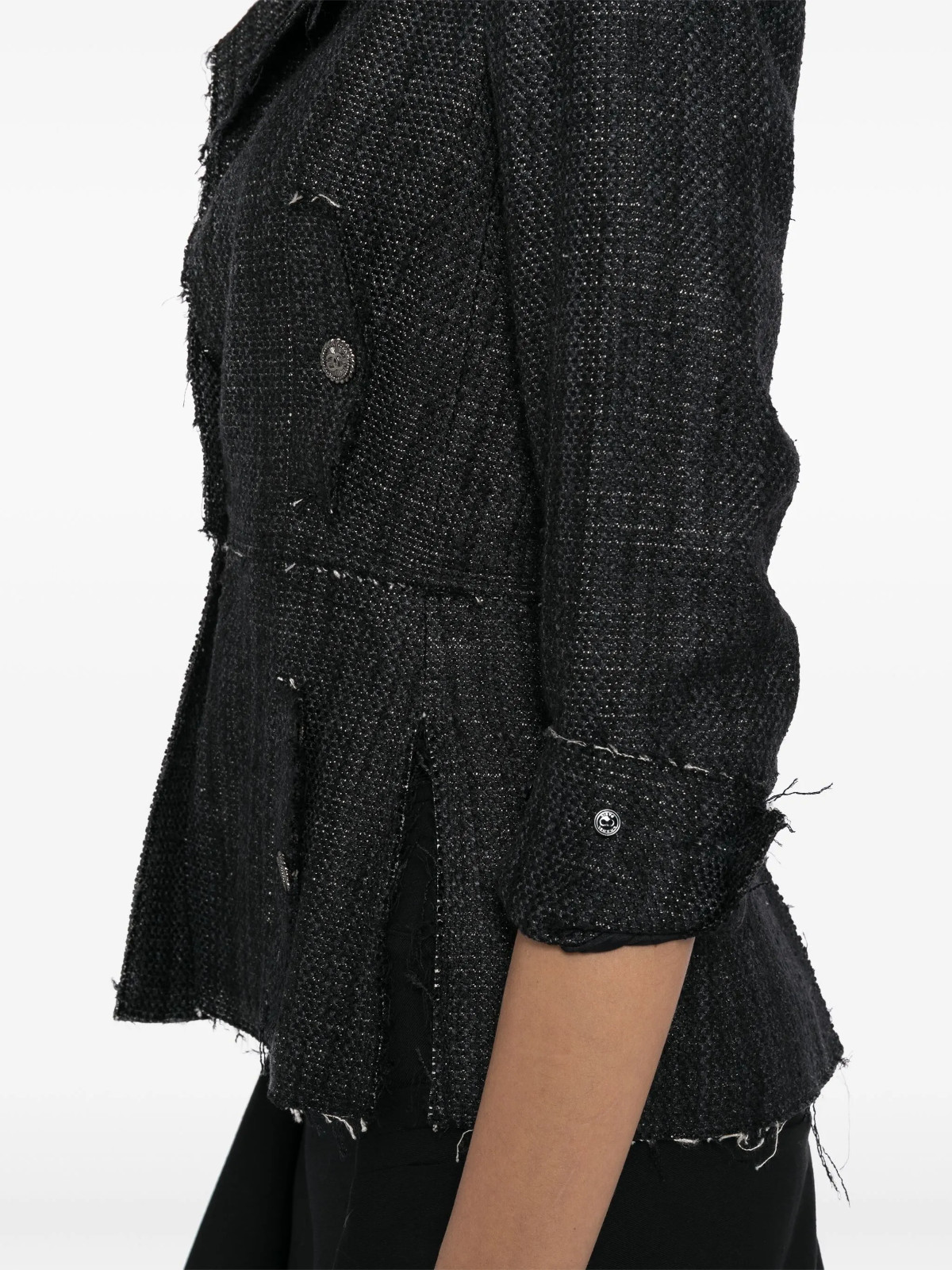 CHANEL  07P SILK BLACK CC LOGO BUTTON BLAZER  JAC… - image 4