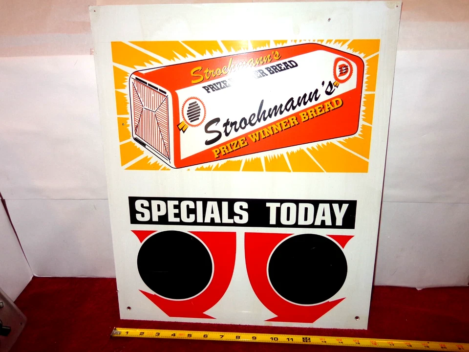 16 x 19 in STROEHMANN`S PRIZE WINNER BREAD ADVERTISING SIGN THIN METAL  - C 61 - Image 2 of 4