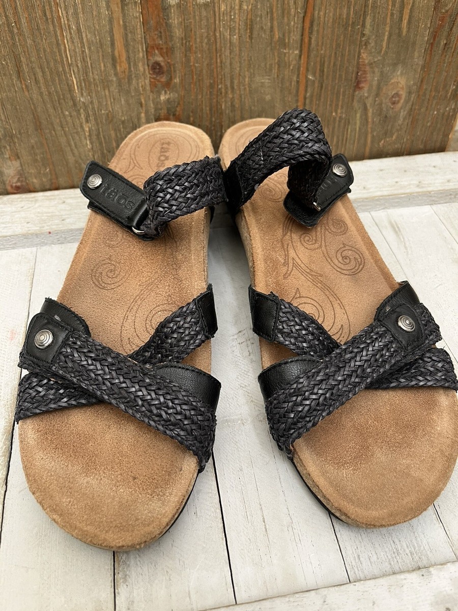 Taos Women's Trulie Sandals Braided Black Leather EU 42 US Slip On  Walk