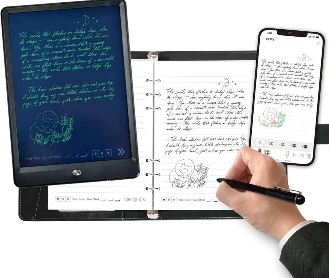 Ophaya 3-in-1 Smartpen Set with Writing Tablet and Notebook
