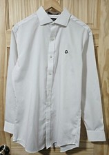 Lands End Bank Chase Logo Men's White Long Sleeve Button Front Shirt 15.5X33